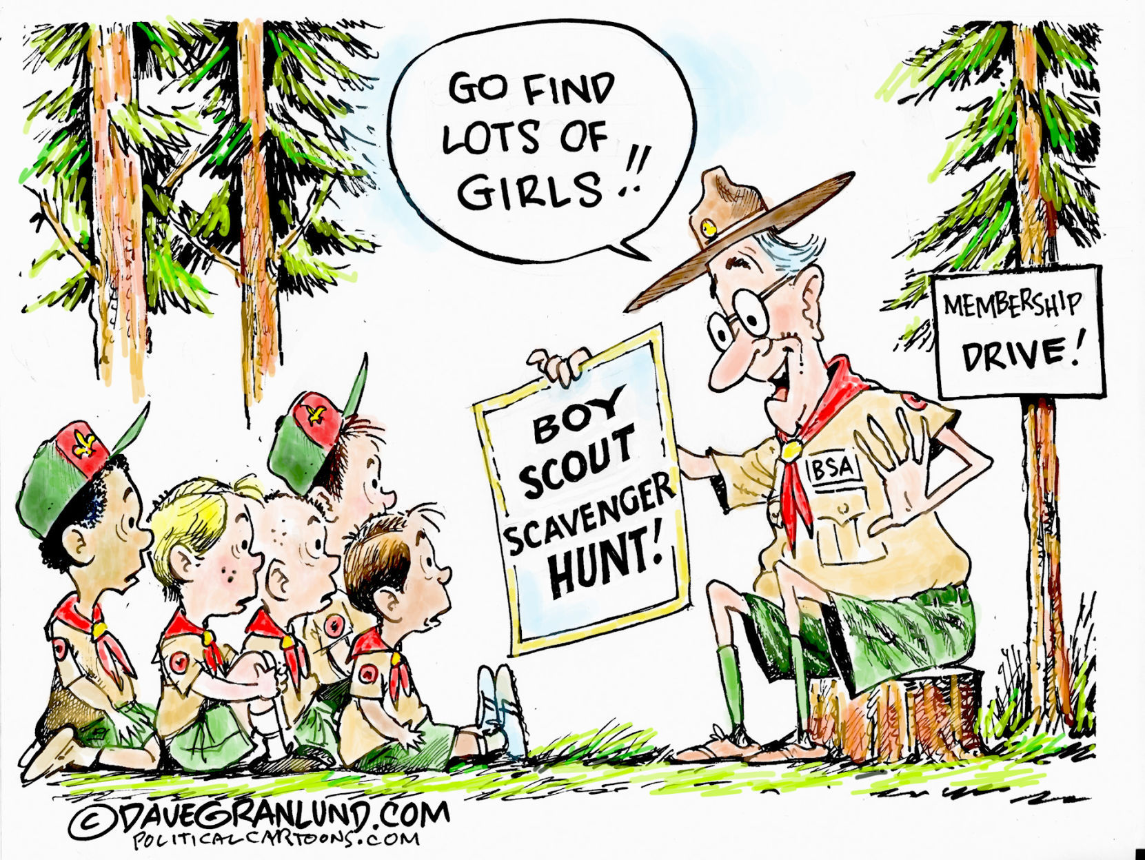 Boy Scouts and girl members by Dave Granlund, Politicalcartoons.com